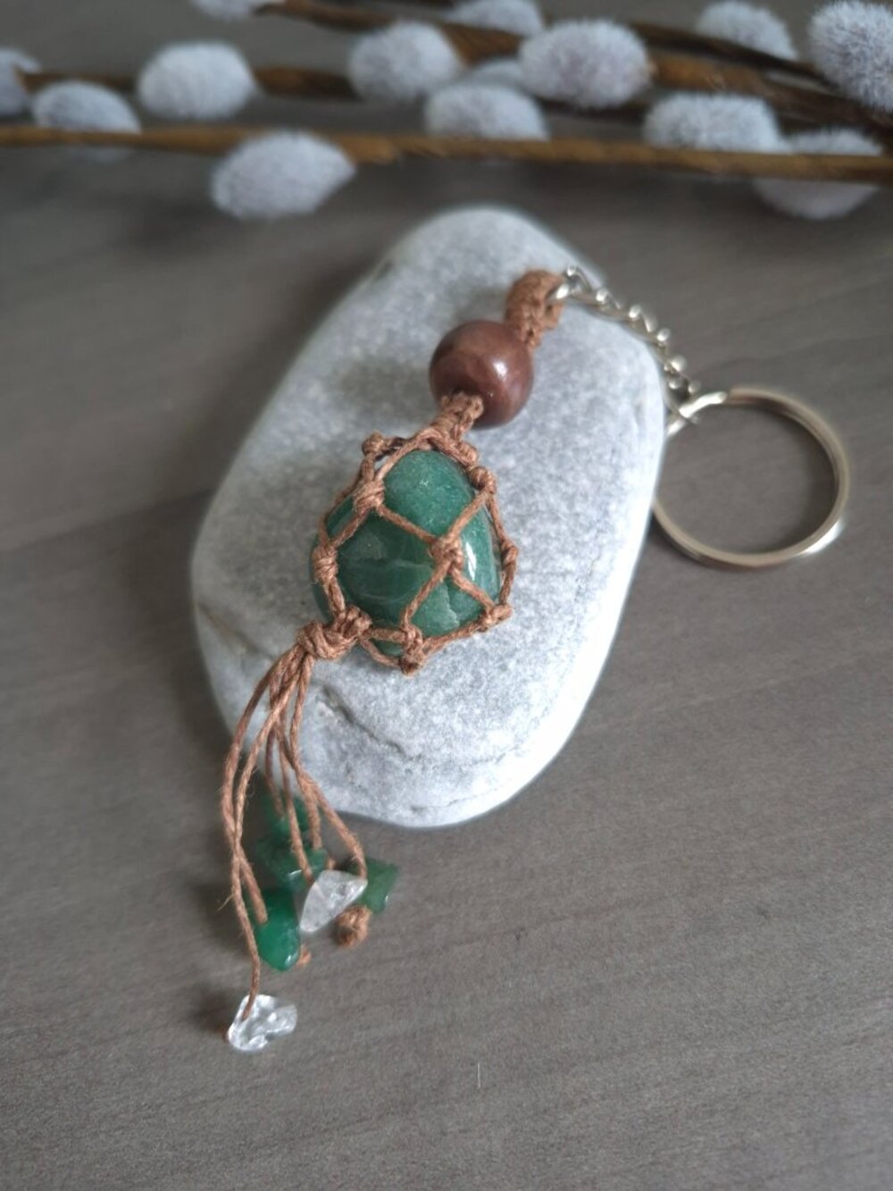 Handmade Aventurine Macrame Keychain